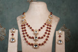 Red Stone Polki Necklace set (4-8773)(B)