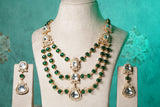 Green Stone Polki Necklace set (4-8772)(B)