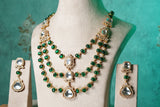 Green Stone Polki Necklace set (4-8772)(B)