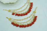 coral Pearl Ear chain (9-239)(K)