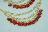 coral Pearl Ear chain (9-239)(K)
