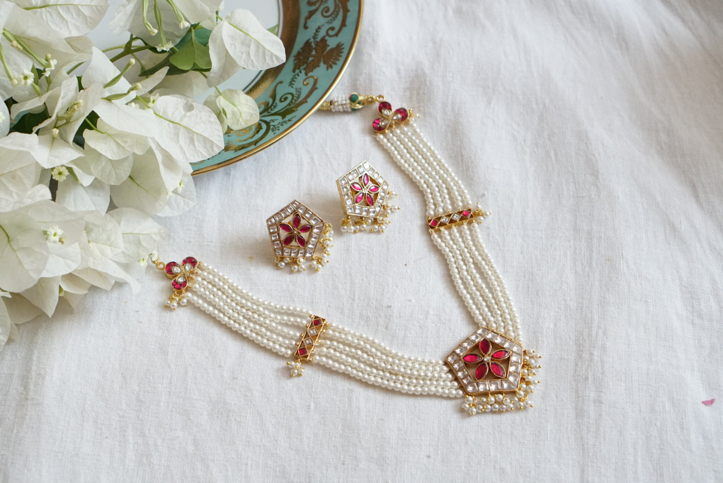 Kundan necklace set (4-8001)(R)Preorder