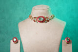 Ruby & Mint Stone Polki Choker Set (4-9528)(NEM)