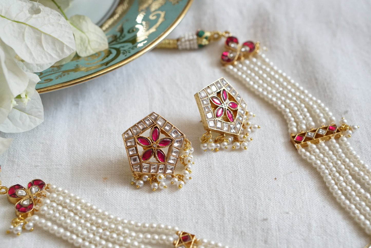 Kundan necklace set (4-8001)(R)Preorder