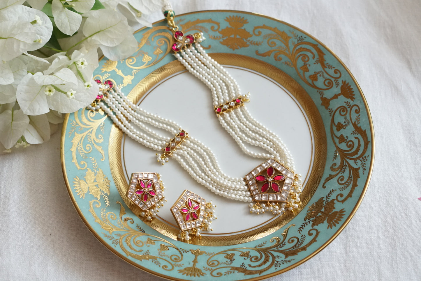 Kundan necklace set (4-8001)(R)Preorder