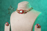 Ruby & Mint Stone Polki Choker Set (4-9528)(NEM)