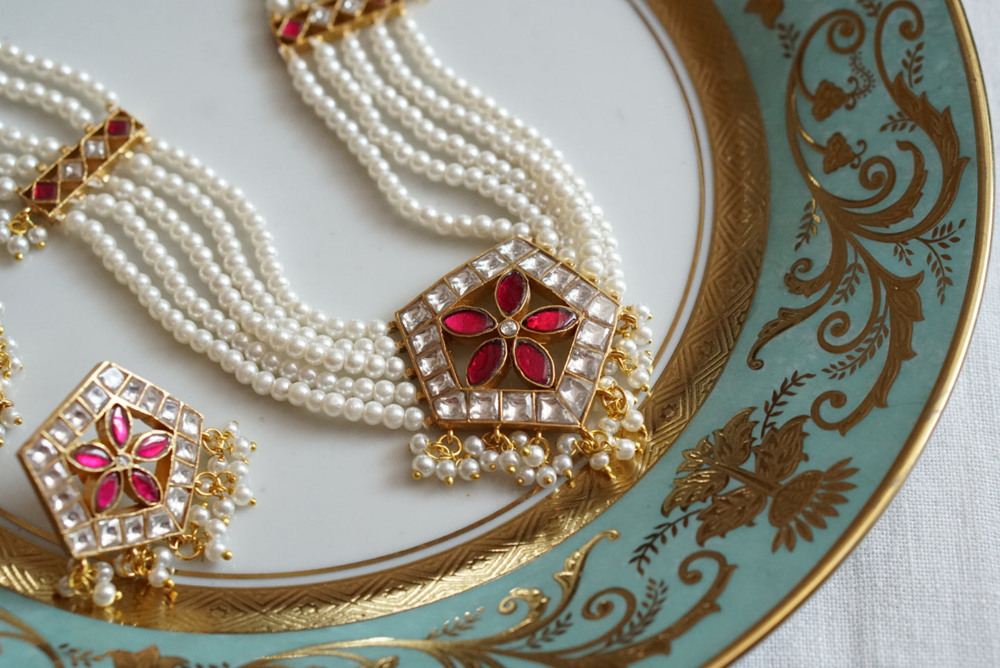 Kundan necklace set (4-8001)(R)Preorder