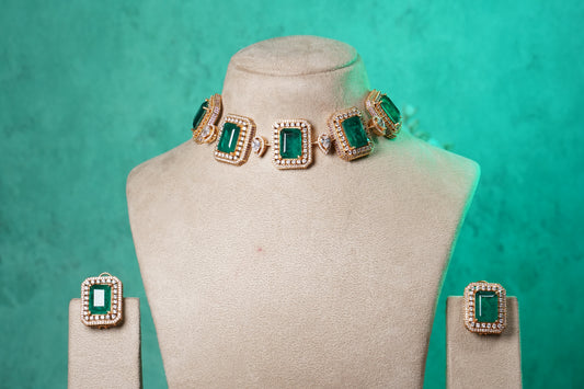 Green Stone Polki Choker Set (4-9524)(NEM)