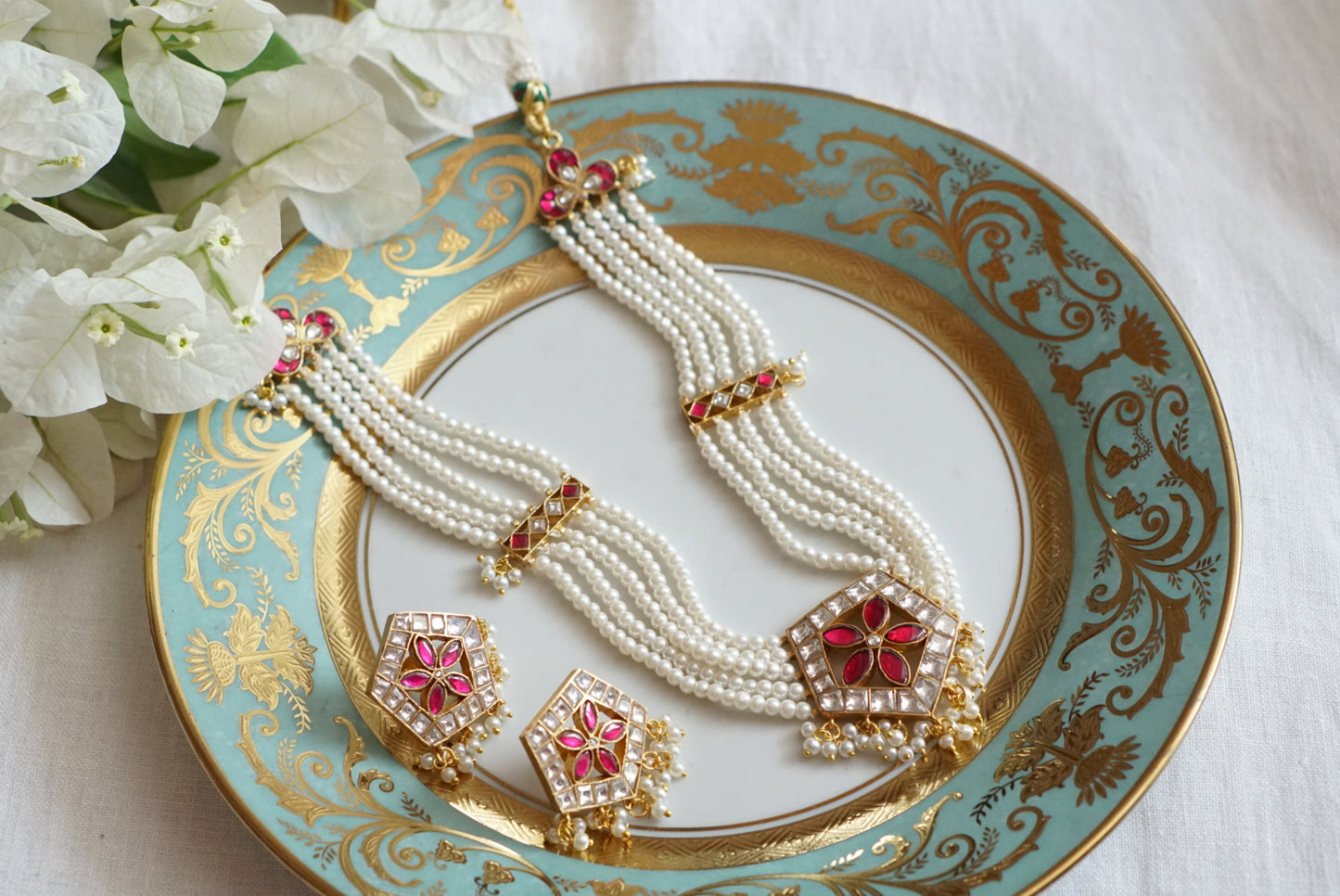 Kundan necklace set (4-8001)(R)Preorder