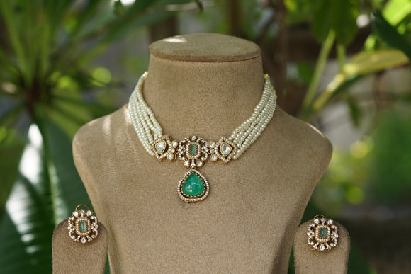 Polki Necklace Set  (4-8387)(B)