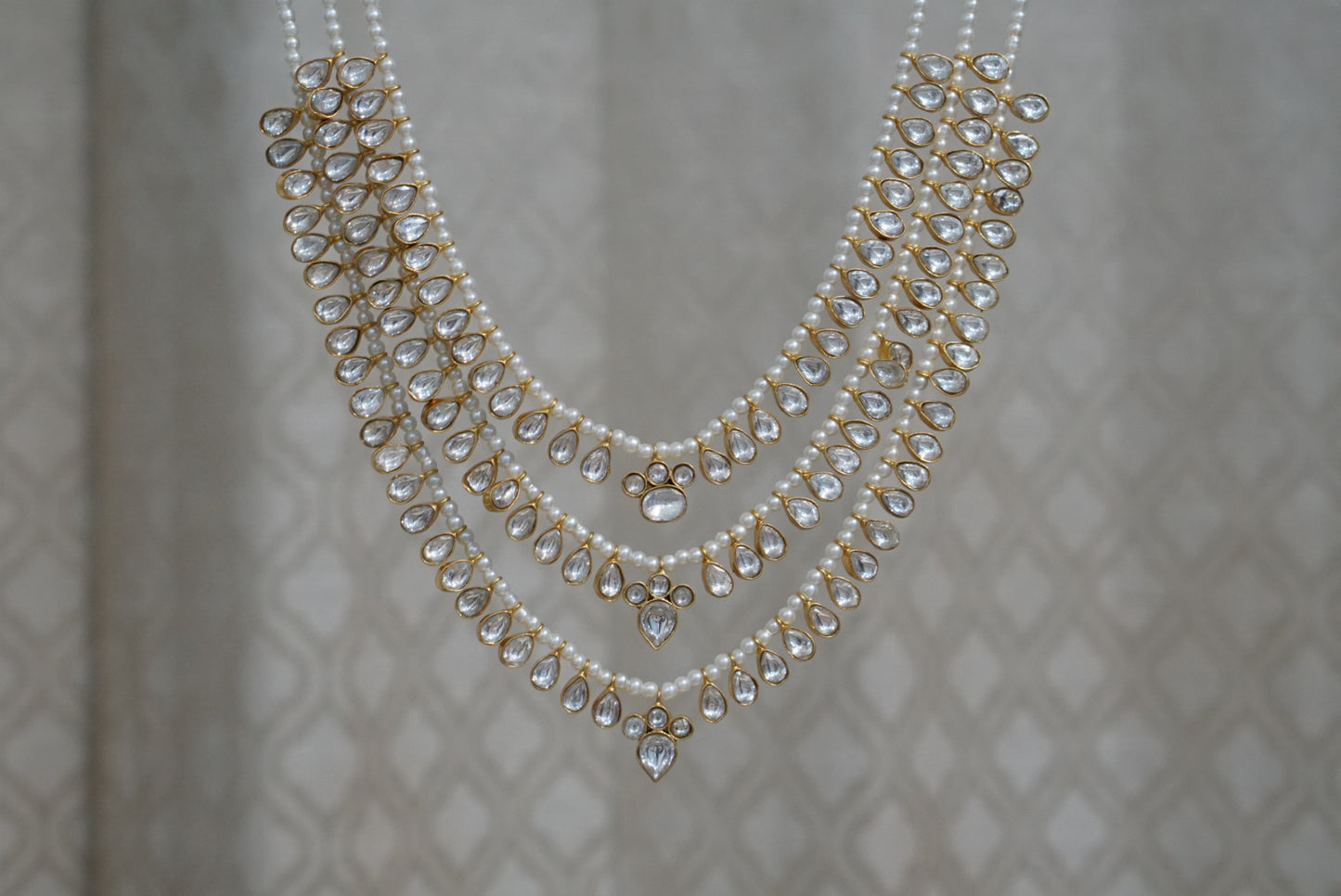 Kundan 3 Line Ranihaar Necklace (4-7911)(R)(MADE ON ORDER 15-20DAYS) - JEWELSTYLE