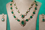 Green doublet Stone Polki Necklace Set (4-9525)(NEM)