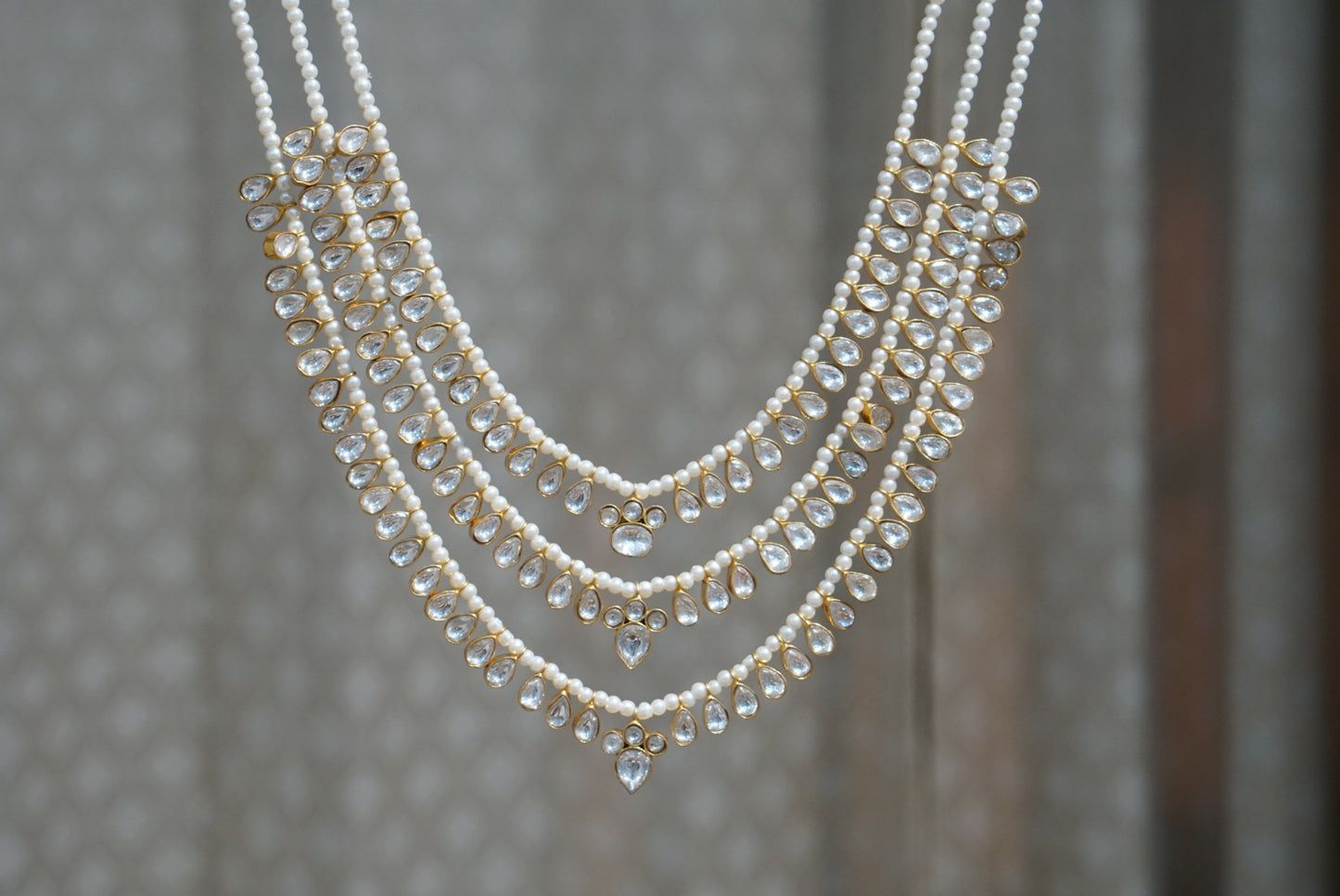 Kundan 3 Line Ranihaar Necklace (4-7911)(R)(MADE ON ORDER 15-20DAYS) - JEWELSTYLE