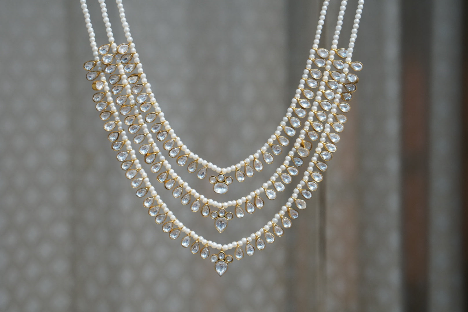 Kundan 3 Line Ranihaar Necklace (4-7911)(R)(MADE ON ORDER 15-20DAYS) - JEWELSTYLE