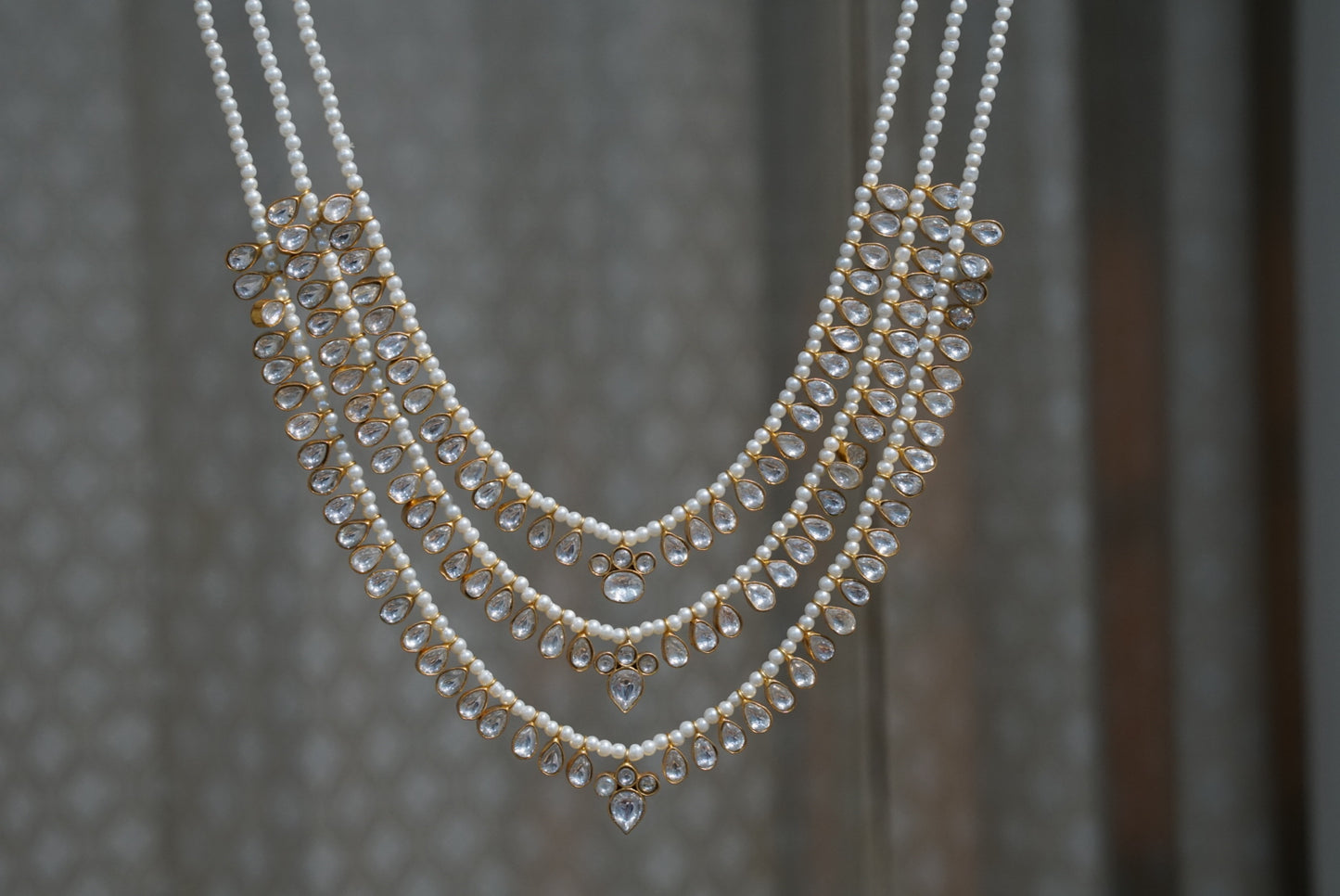 Kundan 3 Line Ranihaar Necklace (4-7911)(R)(MADE ON ORDER 15-20DAYS) - JEWELSTYLE