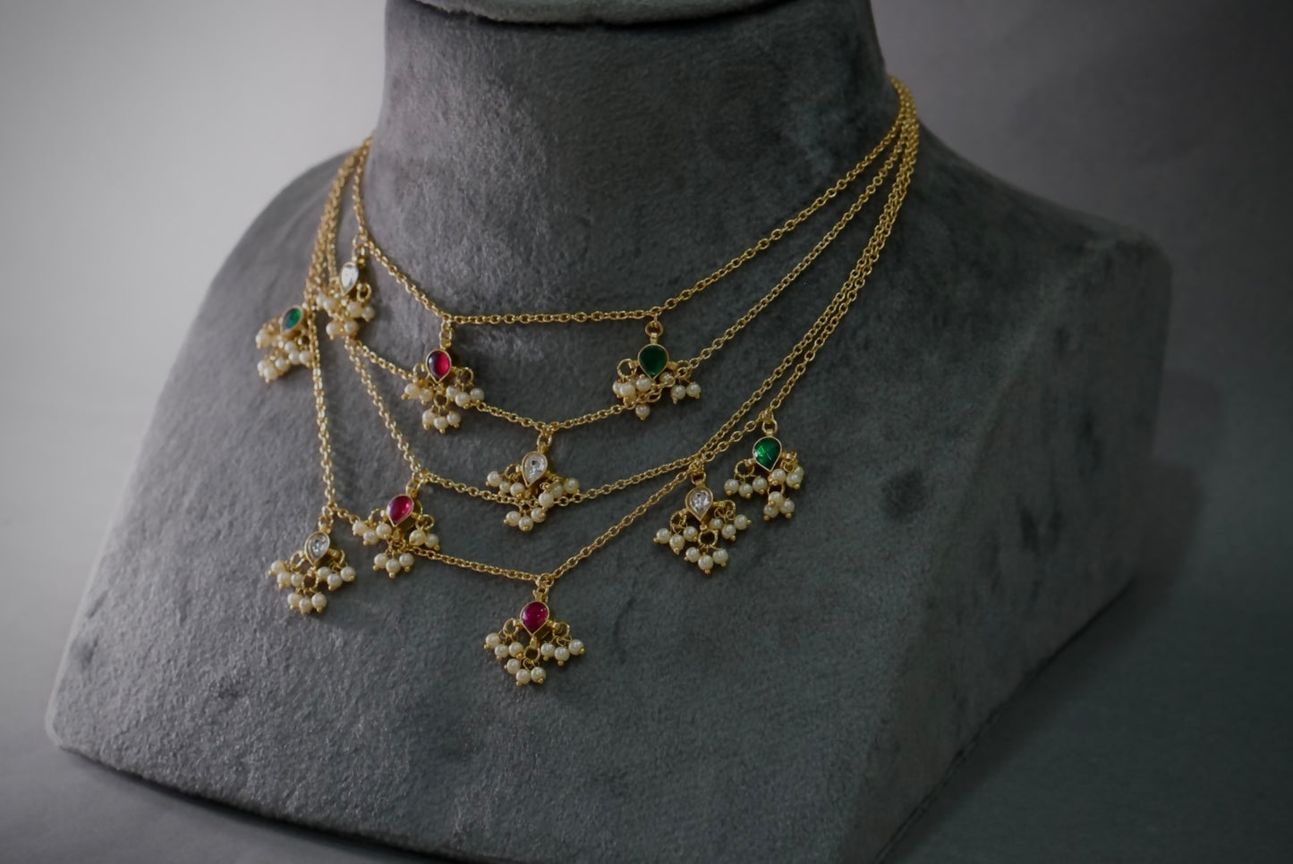 MultiStone Kundan Necklace (4-7913)(R)(INTRODUCTORY PRICE) - JEWELSTYLE