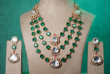 Green Stone Polki Necklace Set (4-9523)(NEM)