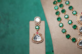 Green Stone Polki Necklace Set (4-9523)(NEM)
