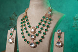 Green Stone Polki Necklace Set (4-9523)(NEM)