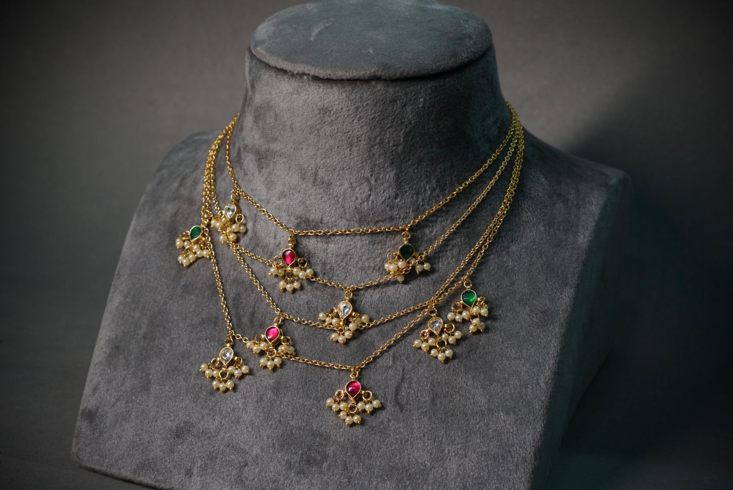 MultiStone Kundan Necklace (4-7913)(R)(INTRODUCTORY PRICE) - JEWELSTYLE