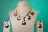 Green Stone Mossainite Necklace Set (4-9519)(NEM)
