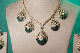 Green Stone Mossainite Necklace Set (4-9519)(NEM)