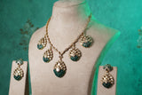 Green Stone Mossainite Necklace Set (4-9519)(NEM)