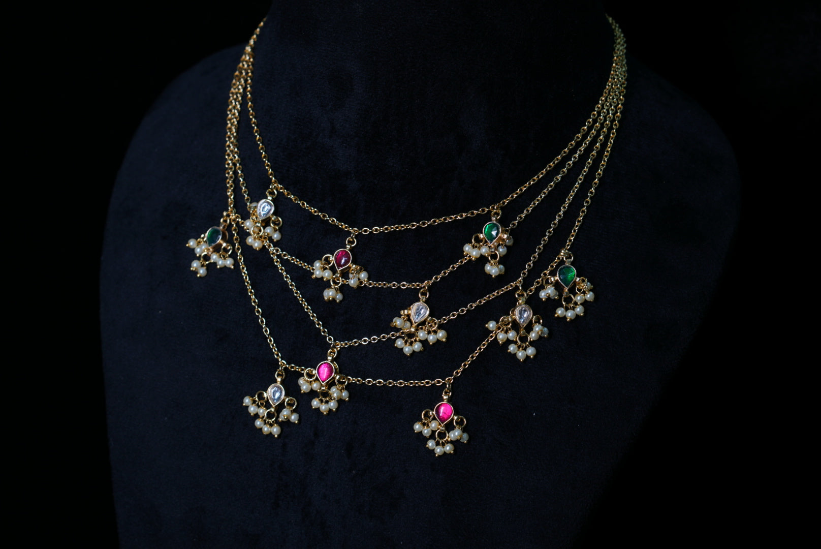 MultiStone Kundan Necklace (4-7913)(R)(INTRODUCTORY PRICE) - JEWELSTYLE