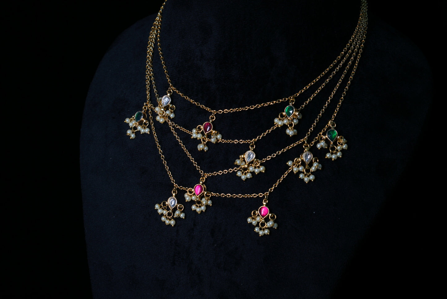MultiStone Kundan Necklace (4-7913)(R)(INTRODUCTORY PRICE) - JEWELSTYLE