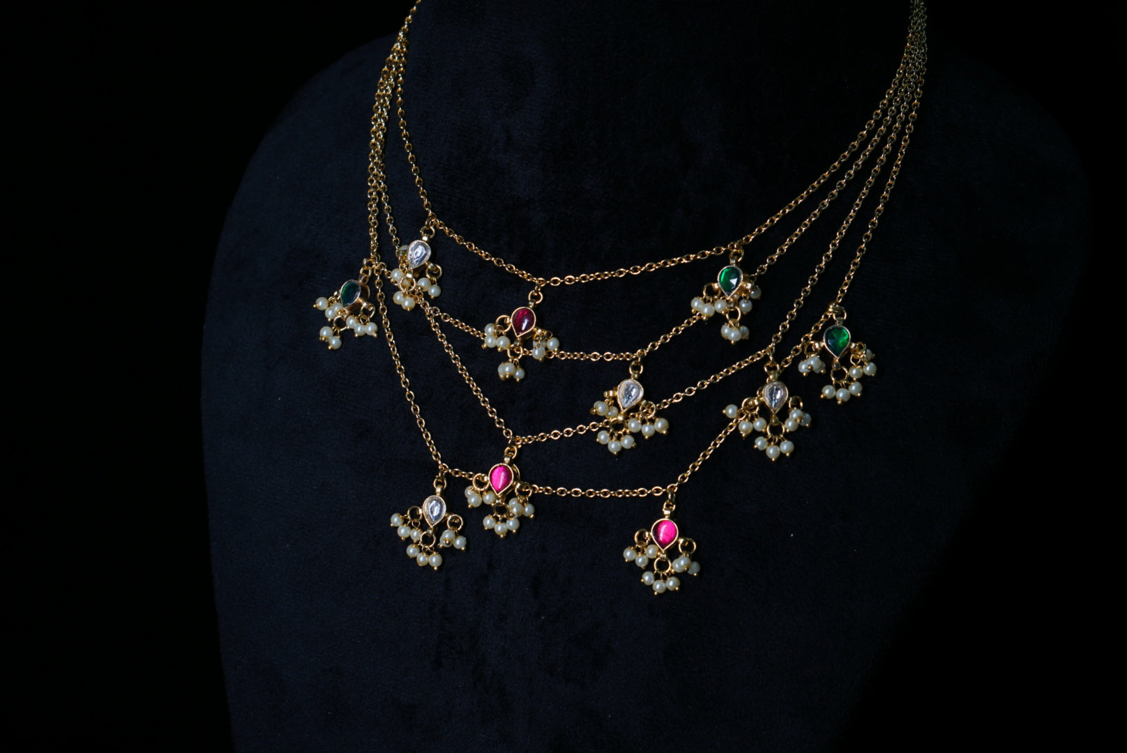 MultiStone Kundan Necklace (4-7913)(R)(INTRODUCTORY PRICE) - JEWELSTYLE