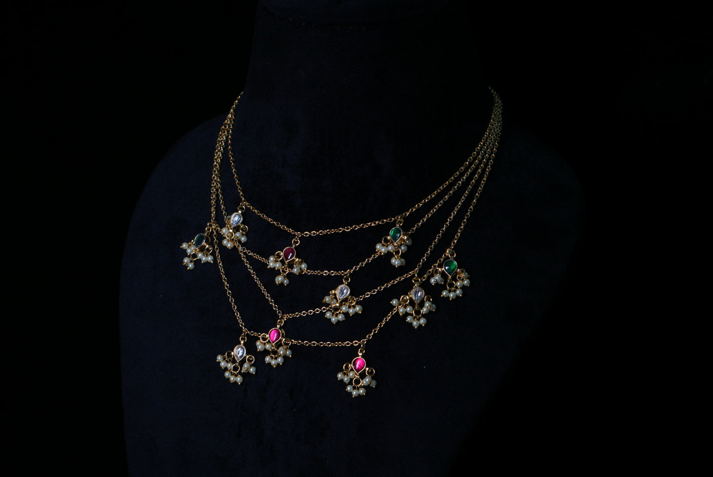 MultiStone Kundan Necklace (4-7913)(R)(INTRODUCTORY PRICE) - JEWELSTYLE