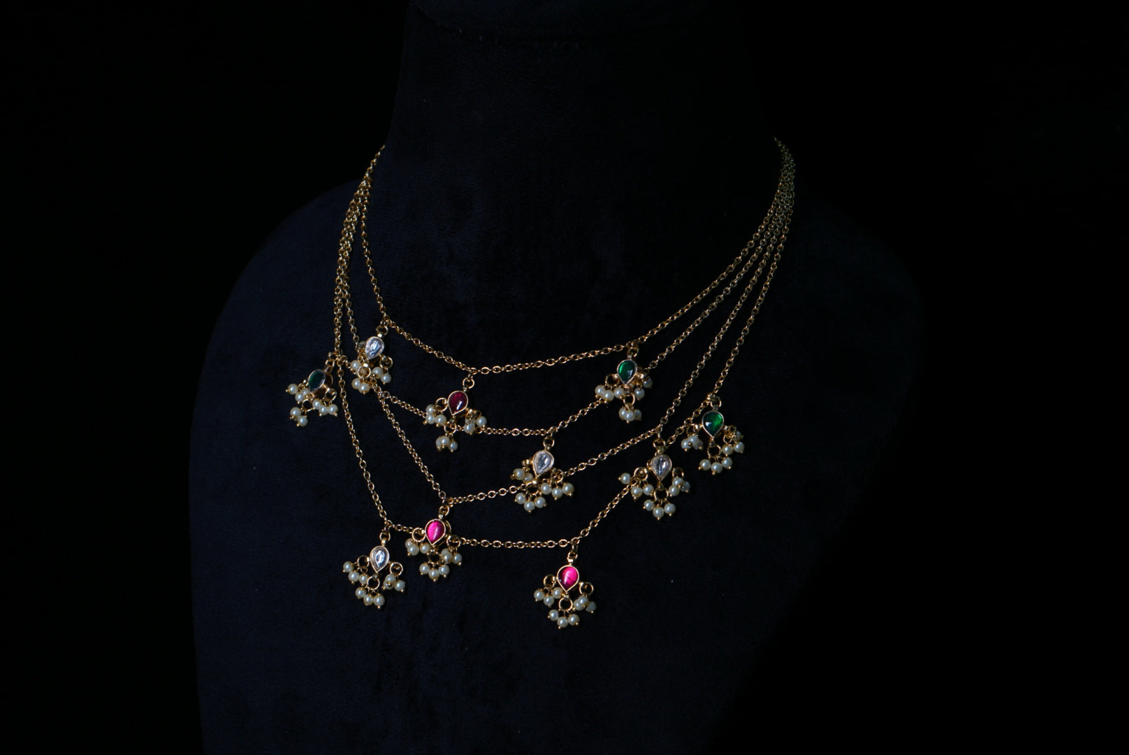 MultiStone Kundan Necklace (4-7913)(R)(INTRODUCTORY PRICE) - JEWELSTYLE