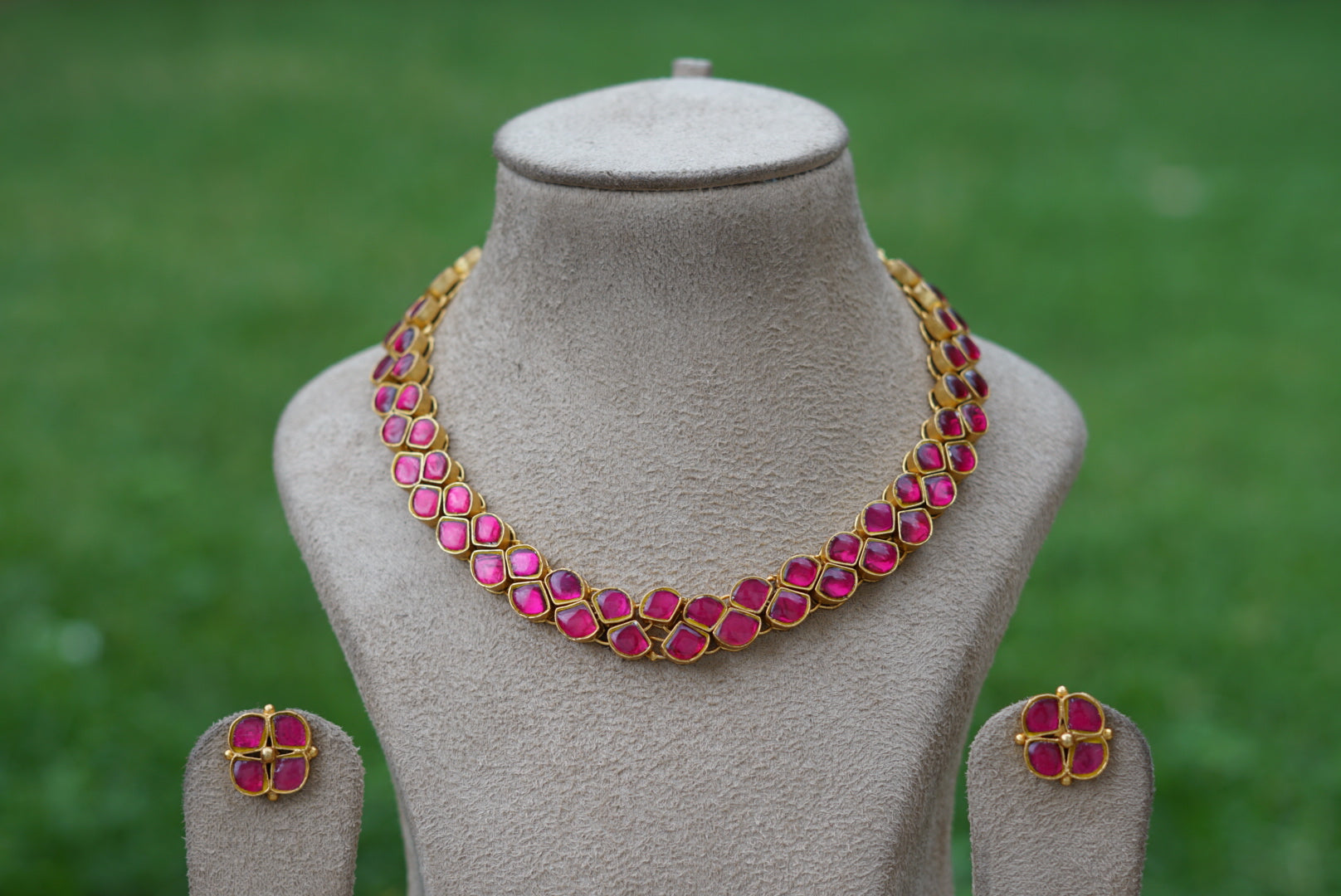 Kundan necklace set (4-5951)(R) - JEWELSTYLE