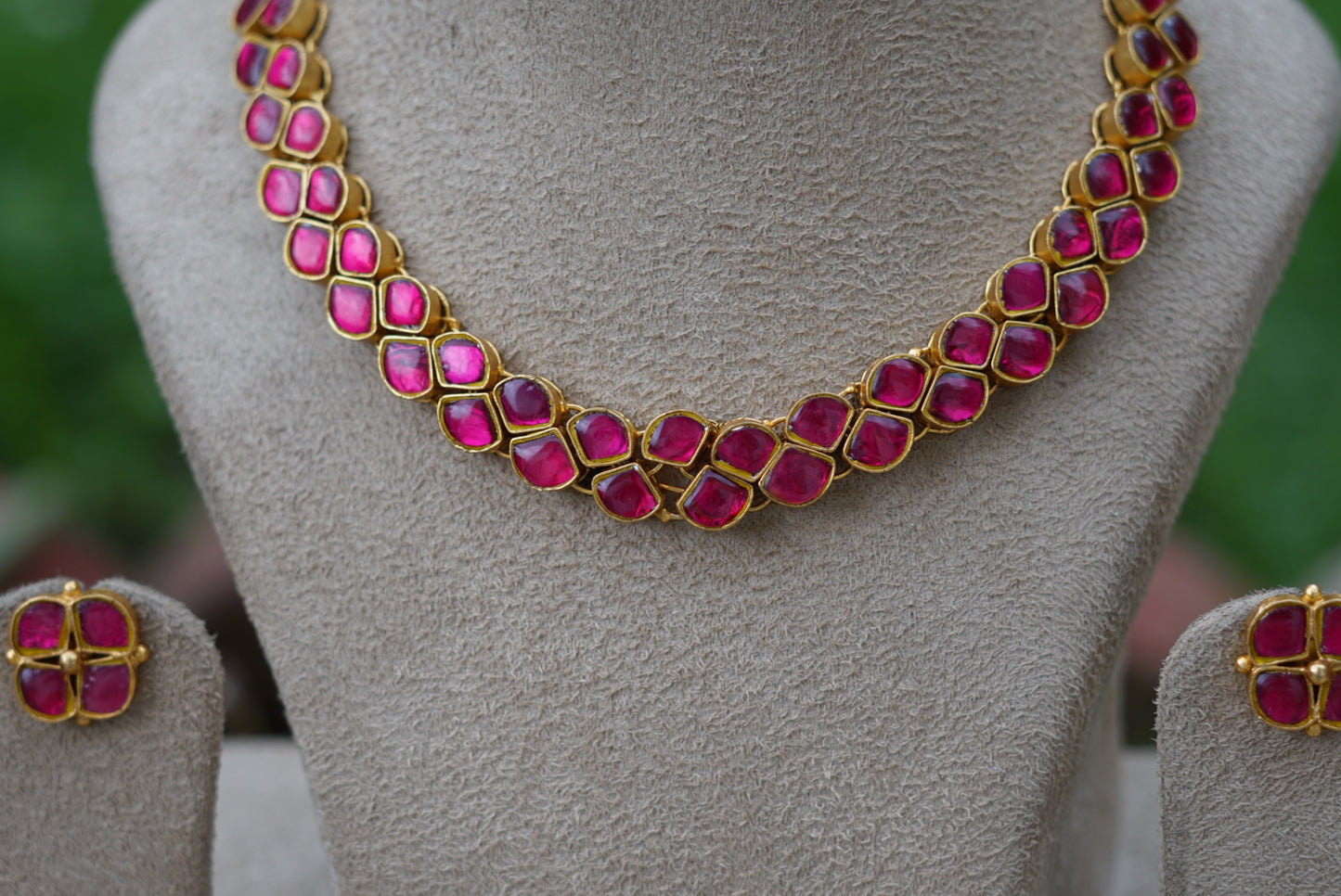 Kundan necklace set (4-5951)(R) - JEWELSTYLE