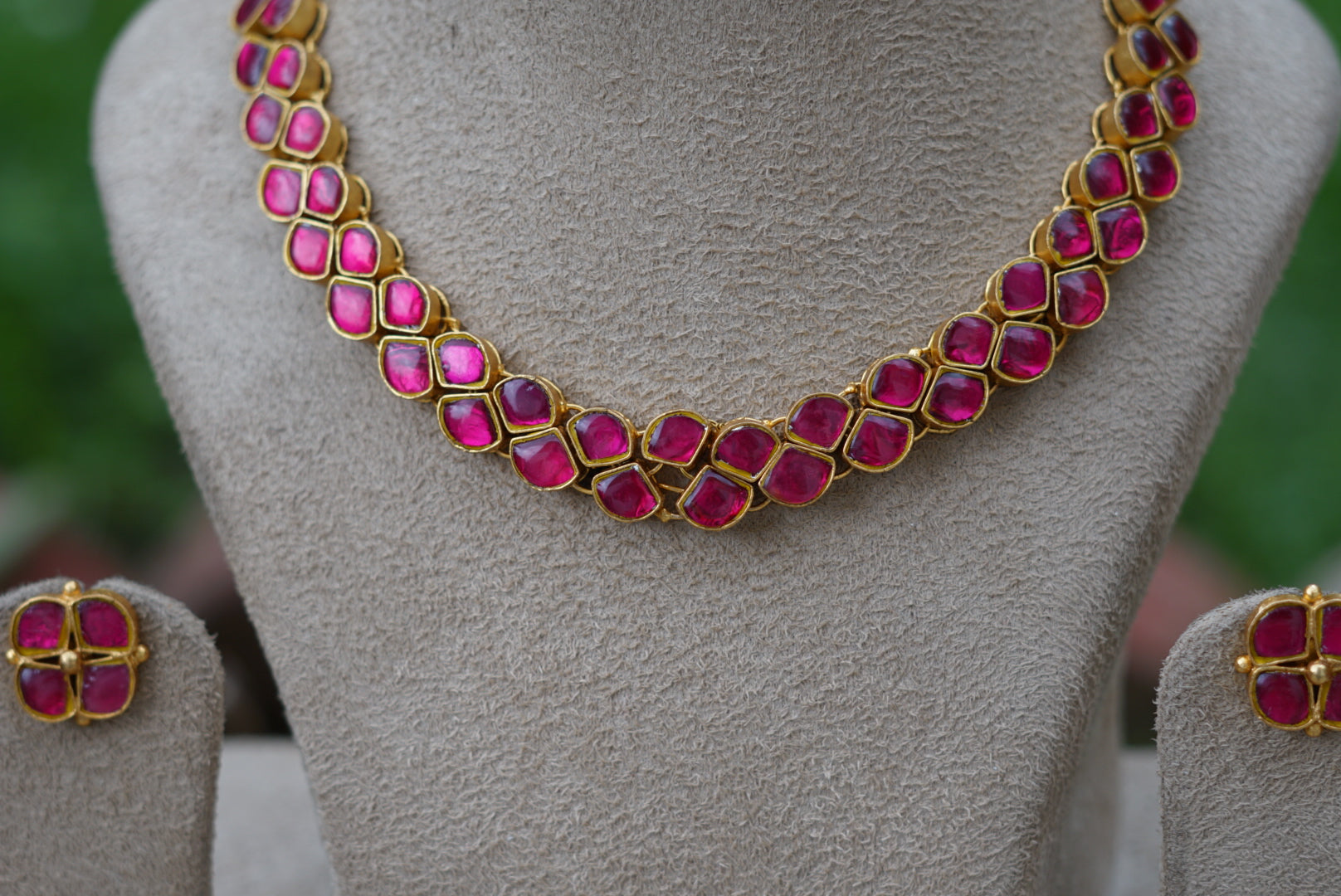 Kundan necklace set (4-5951)(R) - JEWELSTYLE