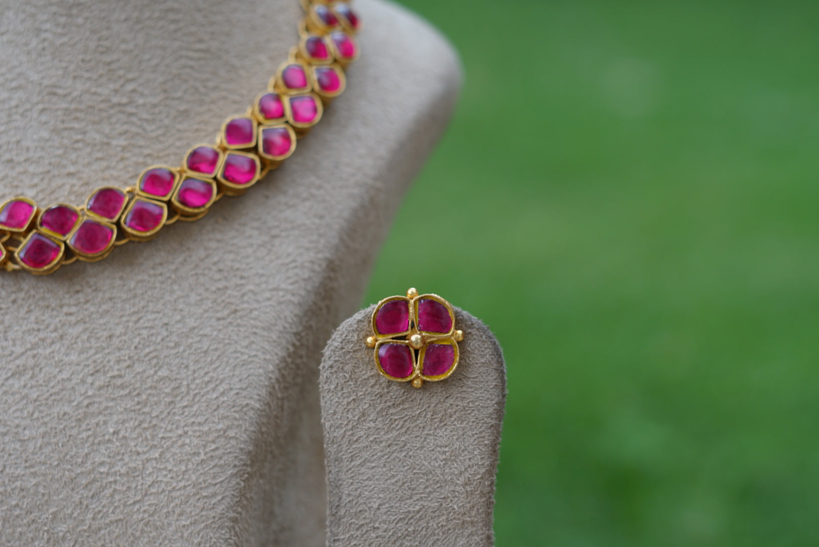 Kundan necklace set (4-5951)(R) - JEWELSTYLE