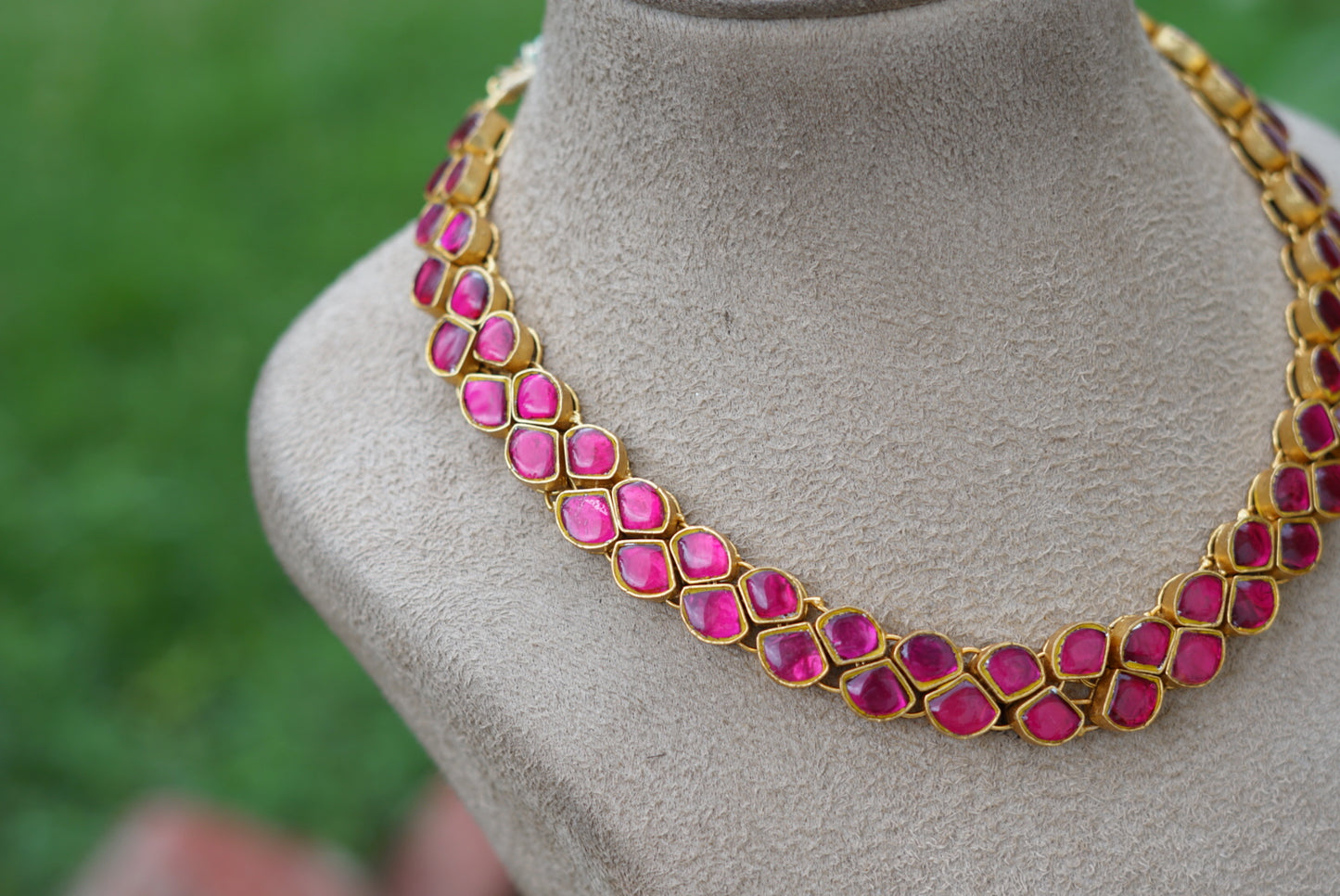 Kundan necklace set (4-5951)(R) - JEWELSTYLE