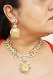 Multi Stone Polki Necklace set (4-8745)(B) - JEWELSTYLE