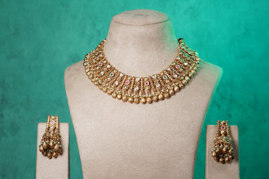 Antique gold Polki set (4-9530)(NEM)