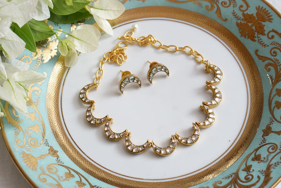 White polki chand necklace set(4-7723)(R)(preorder)