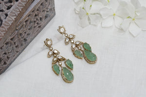 Light green stone Polki earring (1-3767)(B)