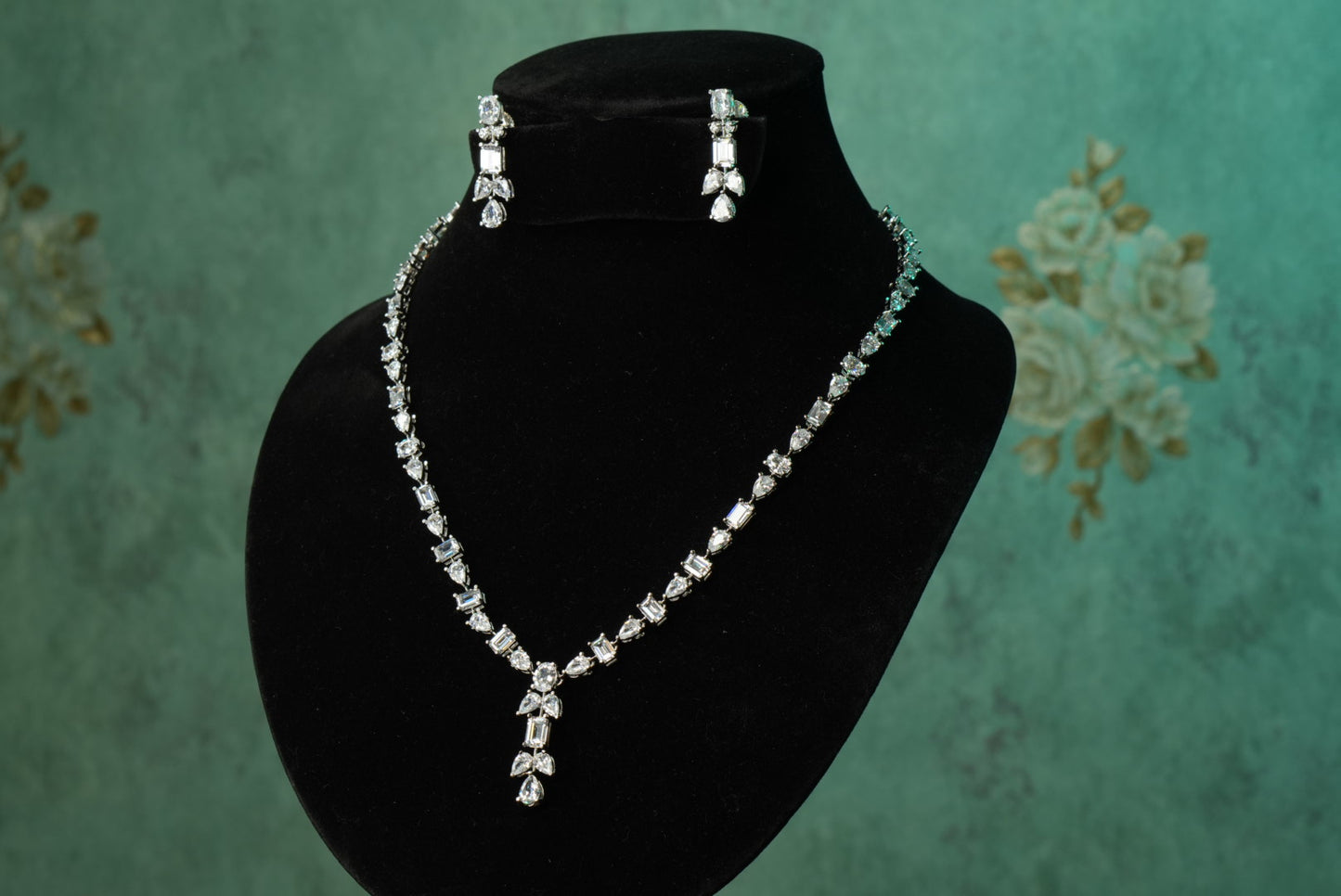 AD Stone Necklace set (4-8900)(B) - JEWELSTYLE
