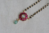 Black beads pendant chain(4-5619)(K)