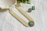 Light green stone polki necklace set (4-7720)(B)