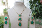 Green Stone Polki Pendant set (4-8781)(B)
