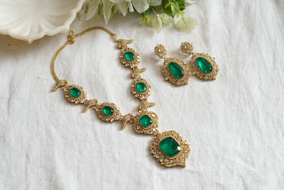 Green doublet polki necklace set (4-7719)(B)