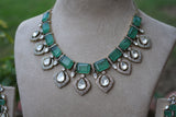Green Stone Polki Necklace set (4-8778)(B)
