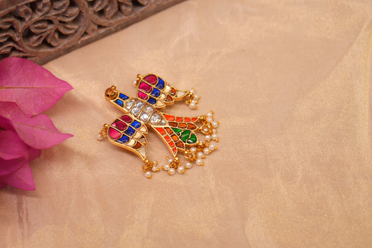 Kundan saree pin or Kundan Bird brooch (8-3)(A)
