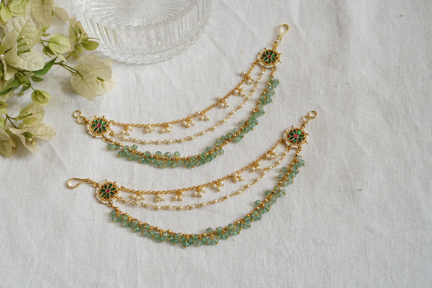 Kundan Beads Earchain(9-316)