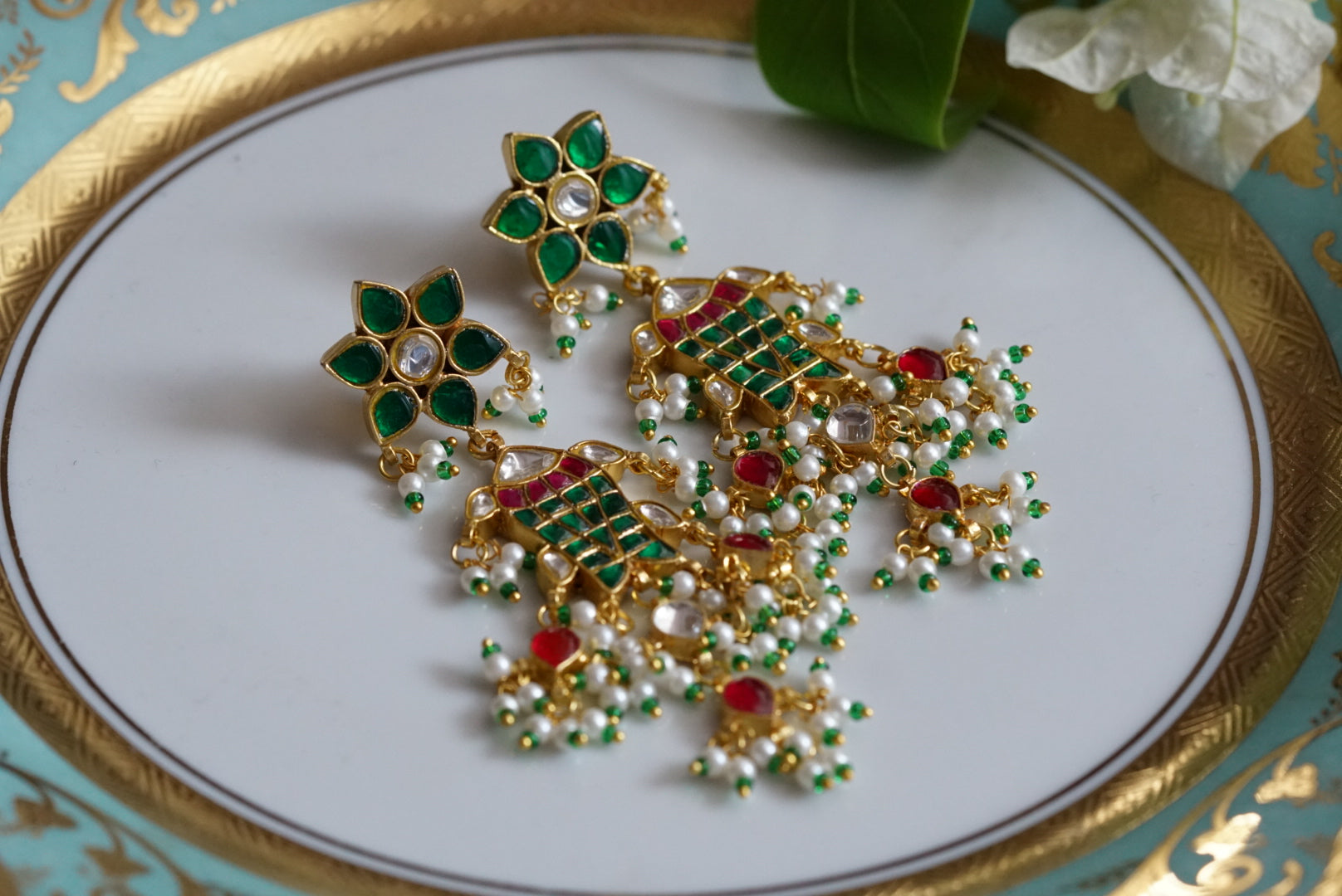 Kundan fish earring (1-3773)(R)(PREORDER) - JEWELSTYLE